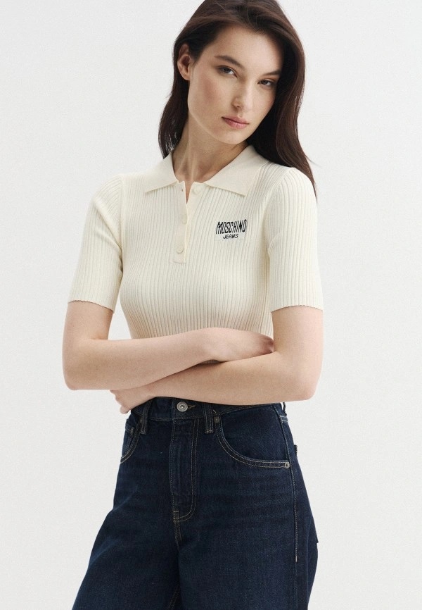 MOSCHINO JEANS Джемпер-поло с логотипом спереди